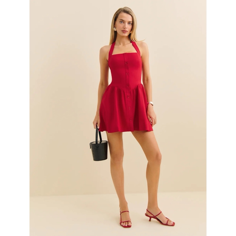 Reformation Mariela Linen Dress in Lipstick - Picture 2 of 12